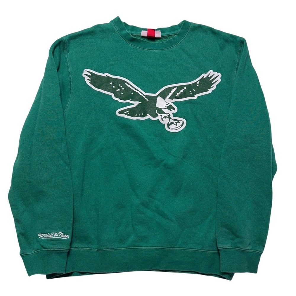 Mitchell & Ness Philadelphia Eagles Crewneck Sweatshirt‎ Mens Medium Green